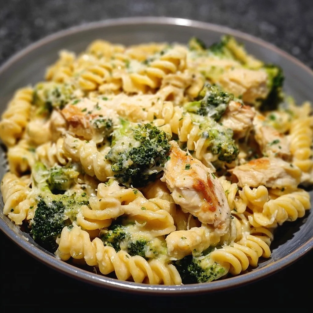Creamy Rotisserie Chicken Broccoli Pasta dish with vibrant colors and textures