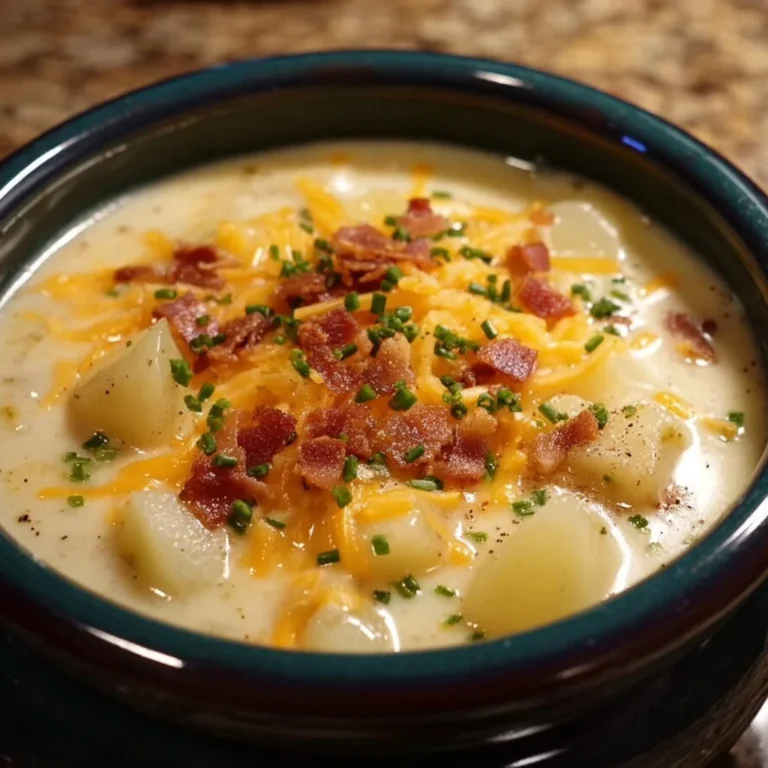 Crock Pot Crack Potato Soup served in a bowl, garnished with green onions and bacon bits