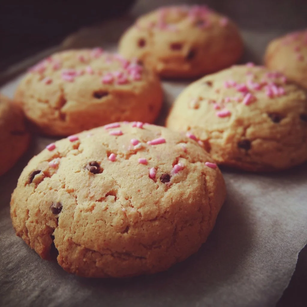 Delicious Crumbl Cookies in assorted flavors displayed on a decorative platter.