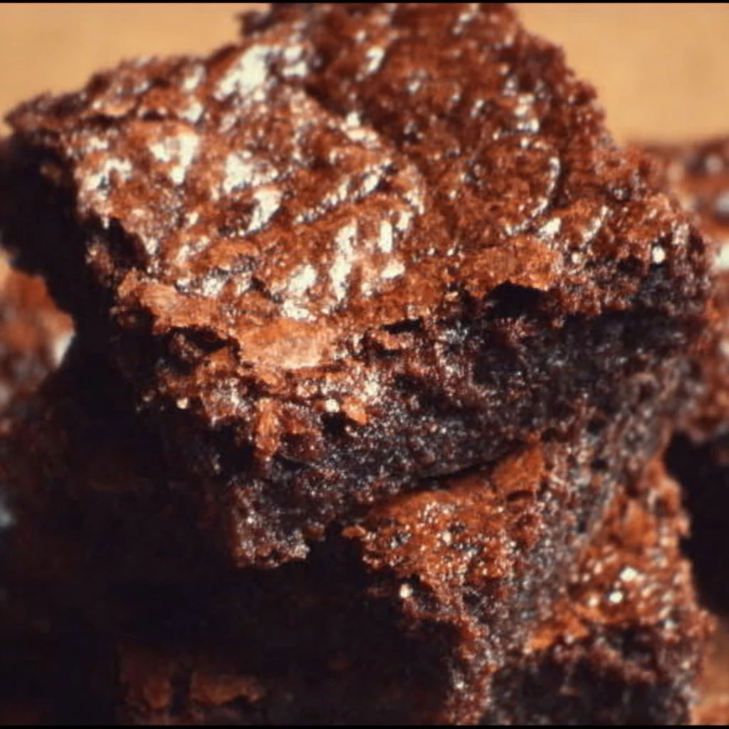 Delicious easy brownies on a plate ready to be enjoyed