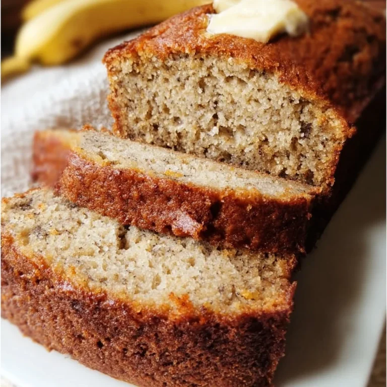 Delicious and moist banana bread loaf fresh out of the oven.