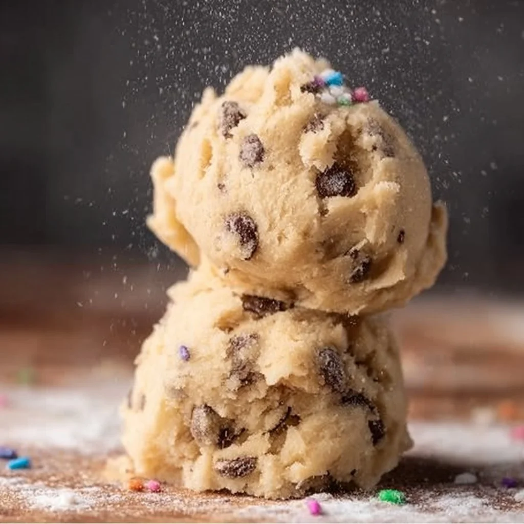 Delicious homemade edible chocolate chip cookie dough in a bowl