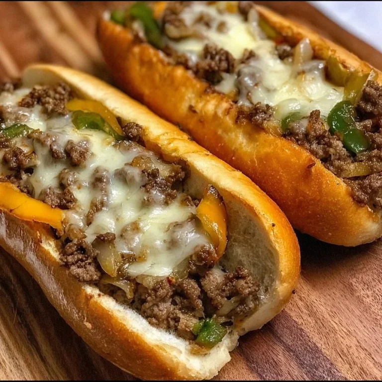 Delicious Ground Beef Philly Cheesesteak sandwich ready to indulge