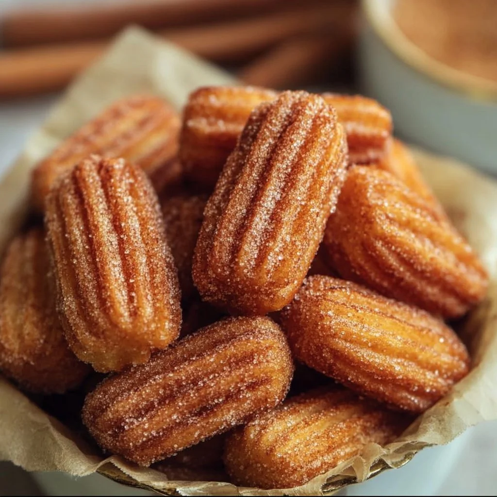 Healthy baked churro bites with cinnamon sugar coating