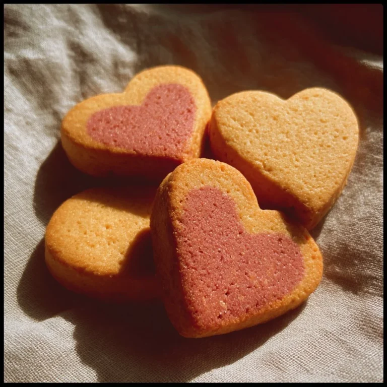 Heart-shaped slice and bake cookies on a decorative plate