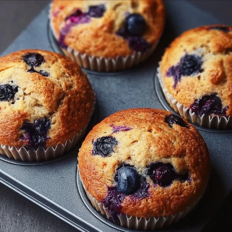 Delicious hearty blueberry protein muffins fresh out of the oven