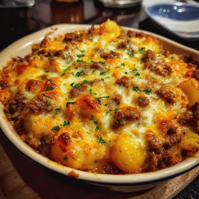 Delicious Hobo Casserole with vegetables and meat baked in a savory sauce