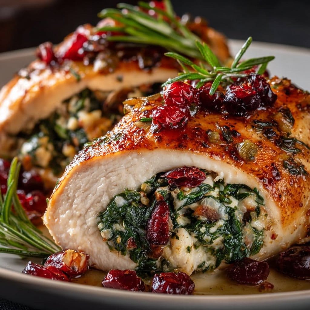 Spinach & Cranberry Stuffed Chicken Breasts