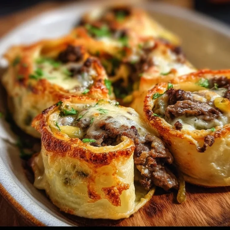 Keto Philly Cheesesteak Rolls loaded with beef, cheese, and peppers.