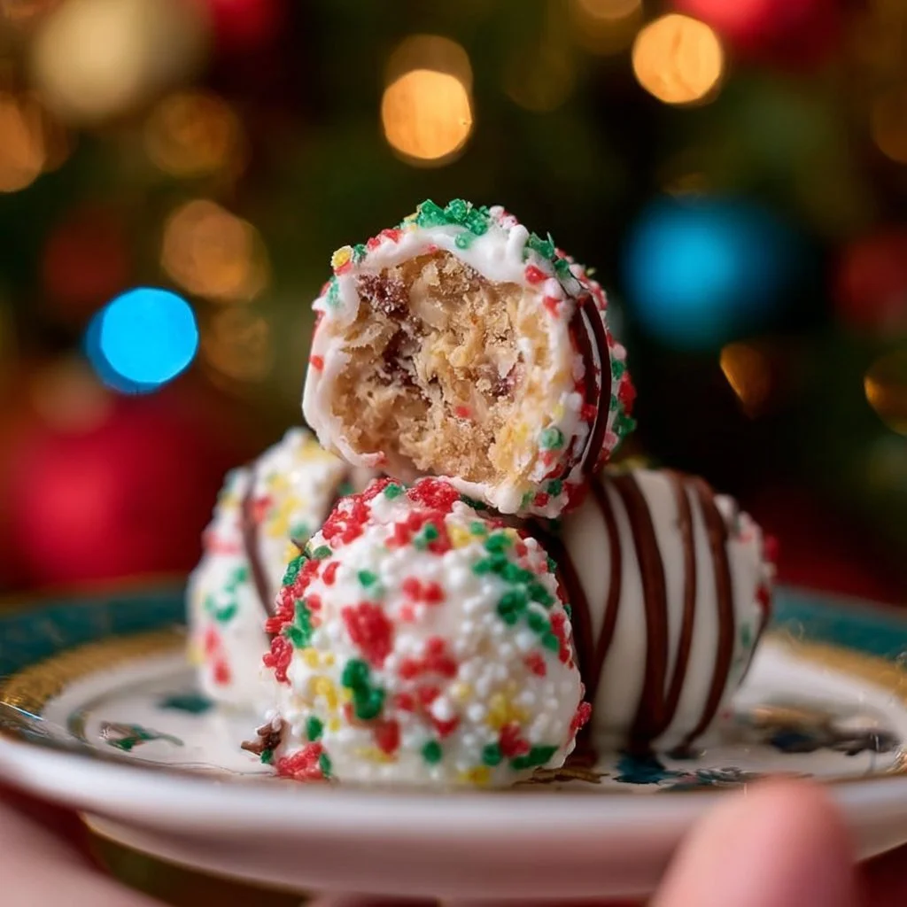 Christmas Tree Cake Truffles inspired by Little Debbie for holiday treats
