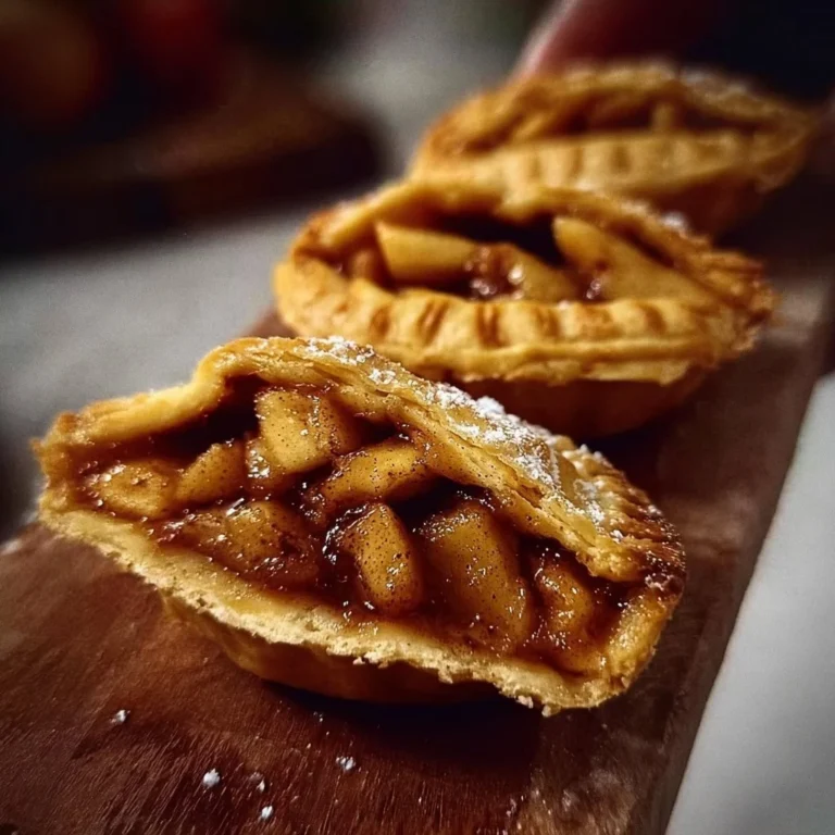 Freshly baked mini apple pies with flaky crust and spiced filling