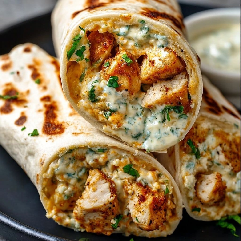 Cheesy Garlic Chicken Wraps