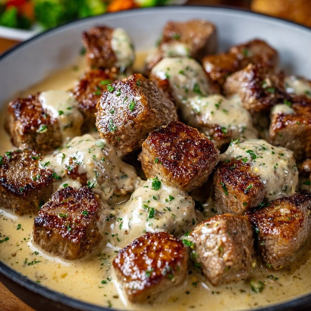 Garlic Butter Steak Bites with a Rich Parmesan Cream Sauce