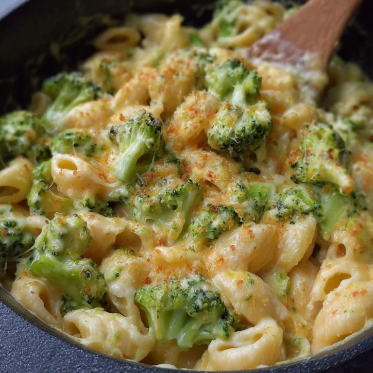 One Pot Healthy Broccoli Mac and Cheese recipe with fresh broccoli.