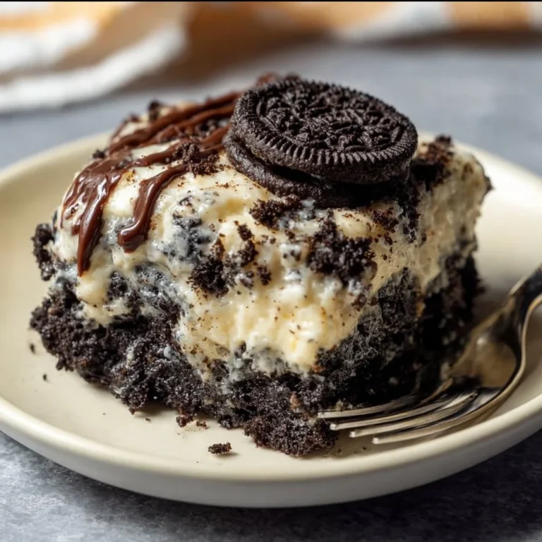 Delicious Oreo Dump Cake with crushed Oreos and creamy layers