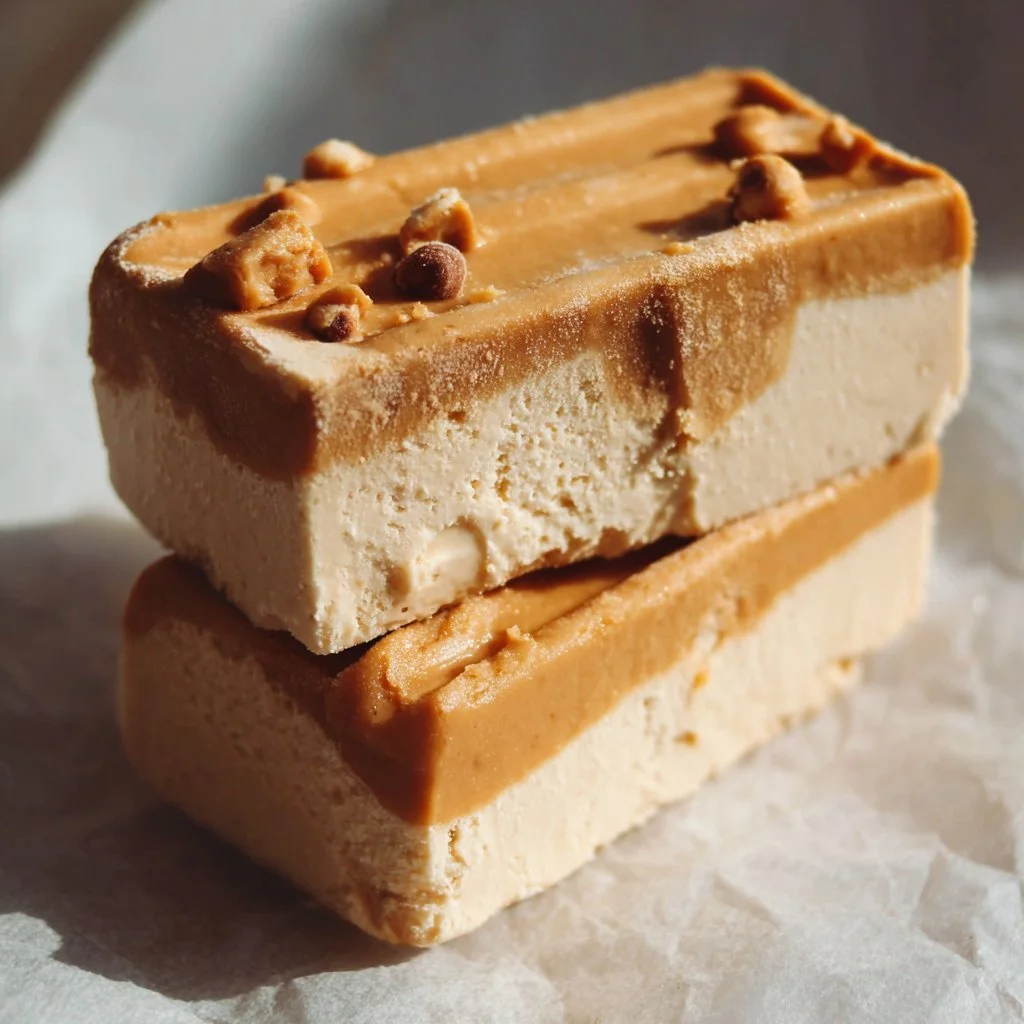 Delicious peanut butter frozen yogurt bars served on a plate