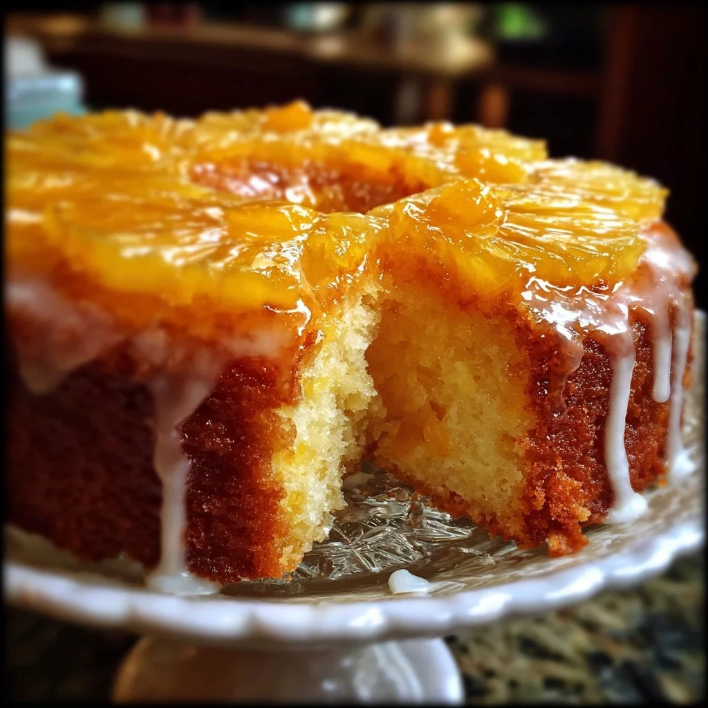 Delicious Pineapple Heaven Cake with tropical flavors and whipped cream topping.
