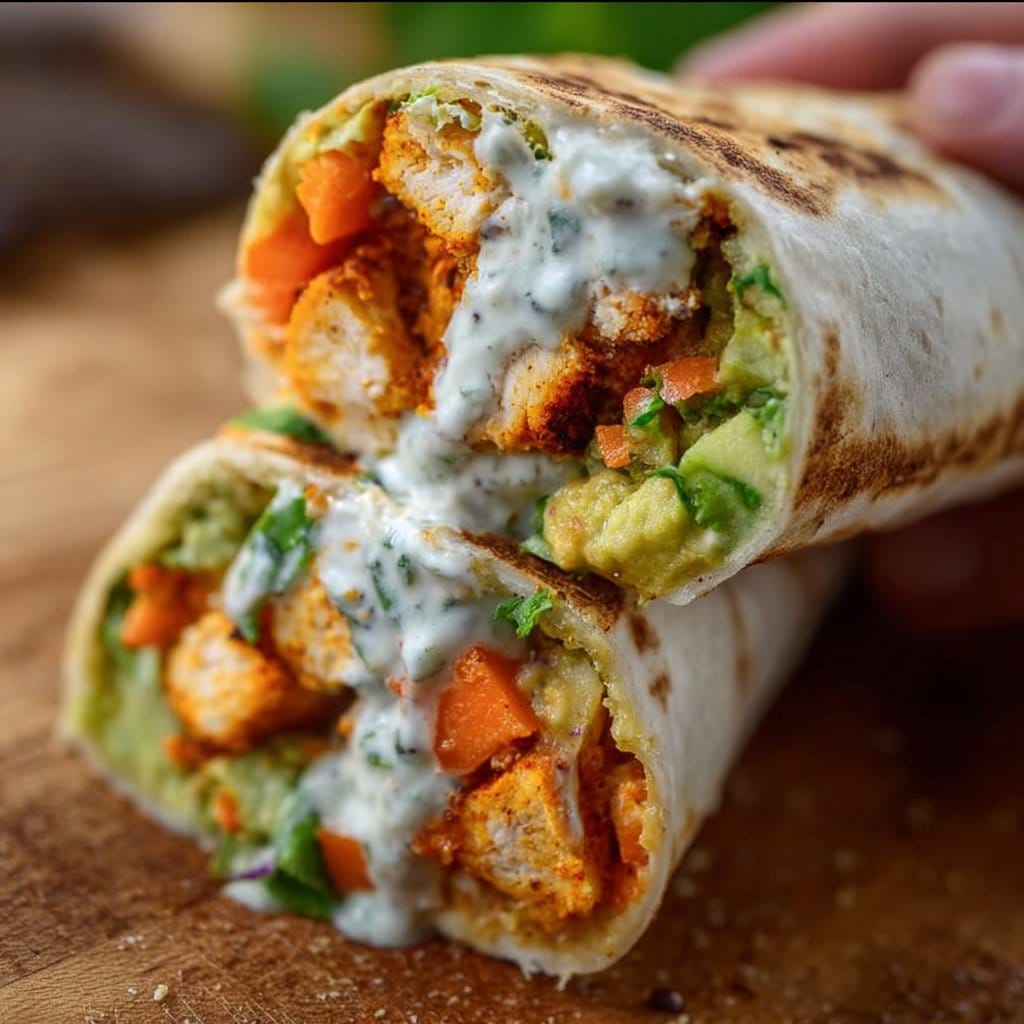 Buffalo Tofu Wrap with Easy Vegan Ranch
