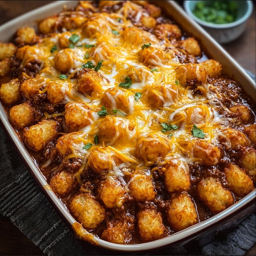 Chili Cheese Tater Tot Casserole