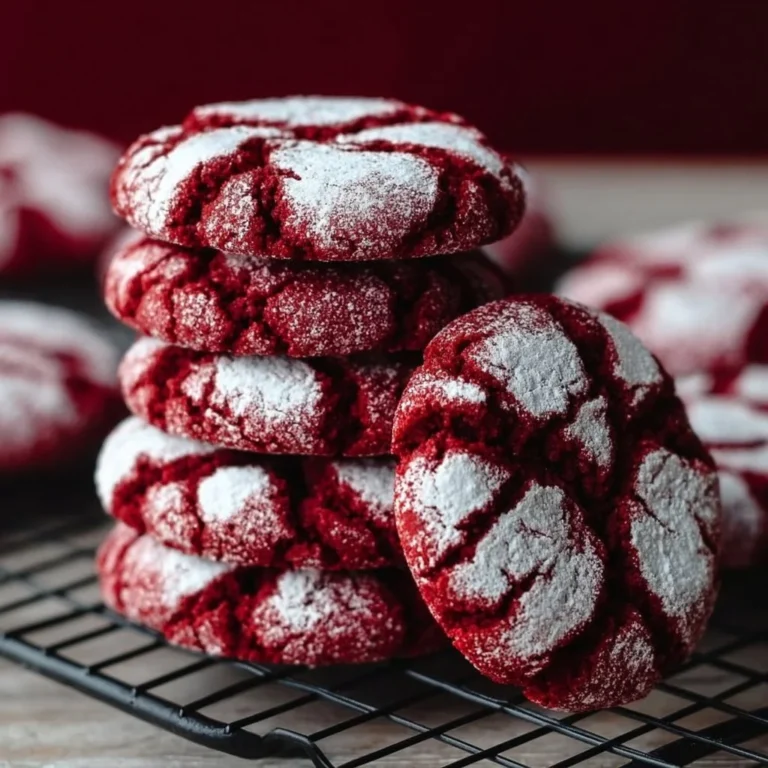 Freshly baked Red Velvet Crinkle Cookies on a decorative plate