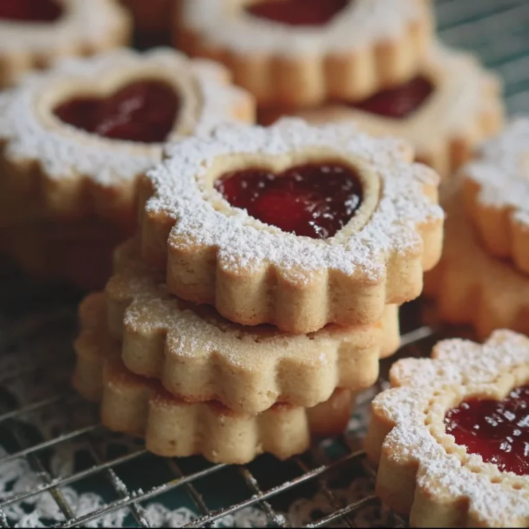 Plate of soft and sweet Linzer cookies filled with jam