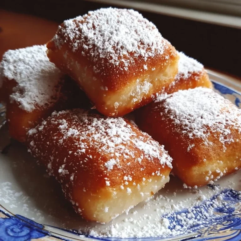 Delicious Vanilla French Beignets dusted with powdered sugar on a plate