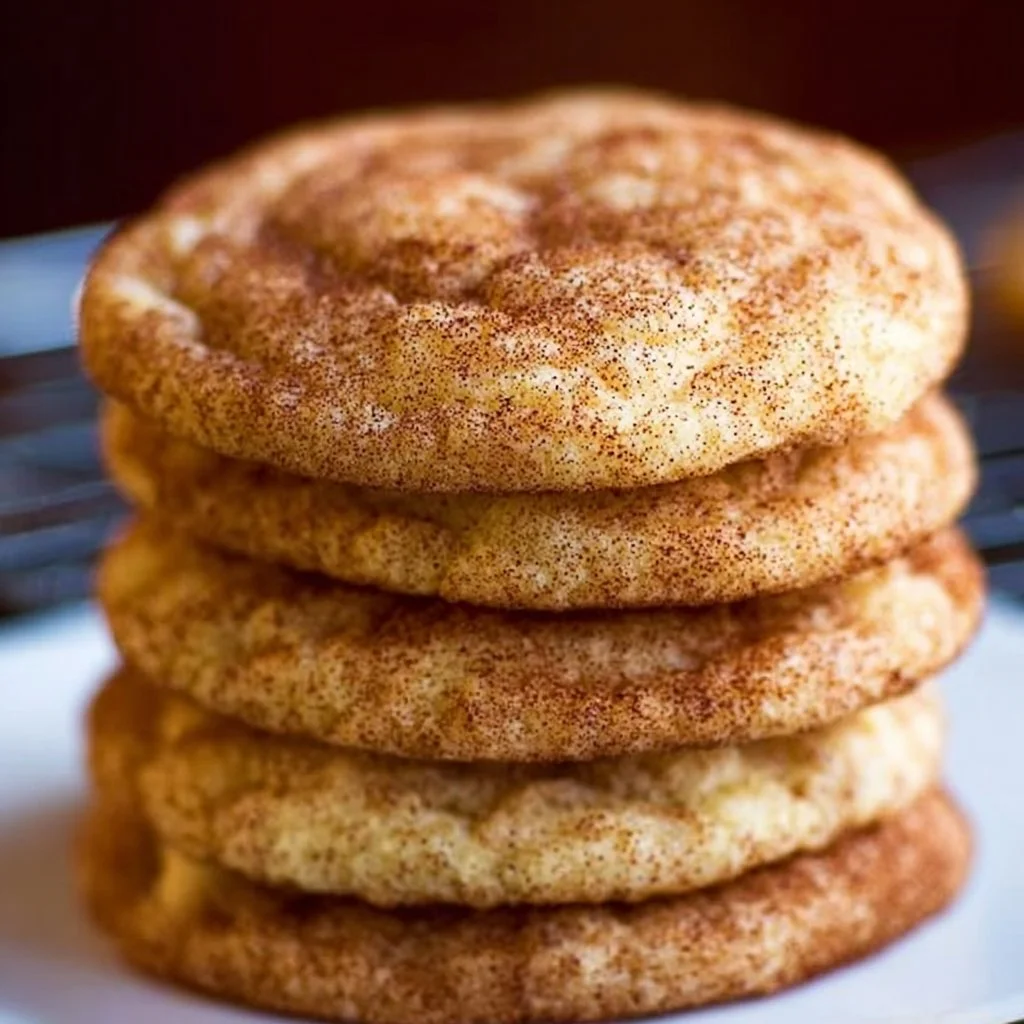 Freshly baked snickerdoodle cookies dusted with cinnamon sugar.