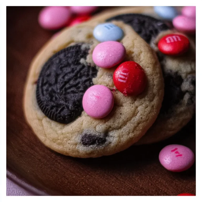Valentine's Day Oreo M&M's Cookies with heart decor