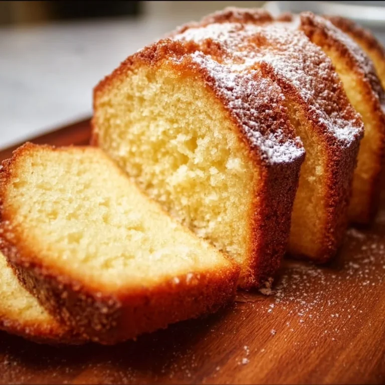 Delicious slice of Vanilla Pound Cake on a plate with a fork