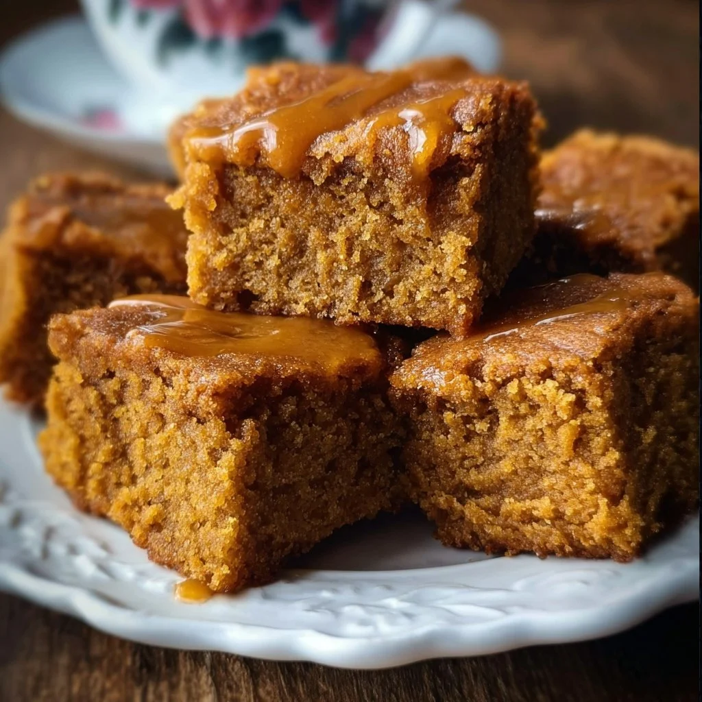 Vegan gluten-free pumpkin maple blondies served on a plate