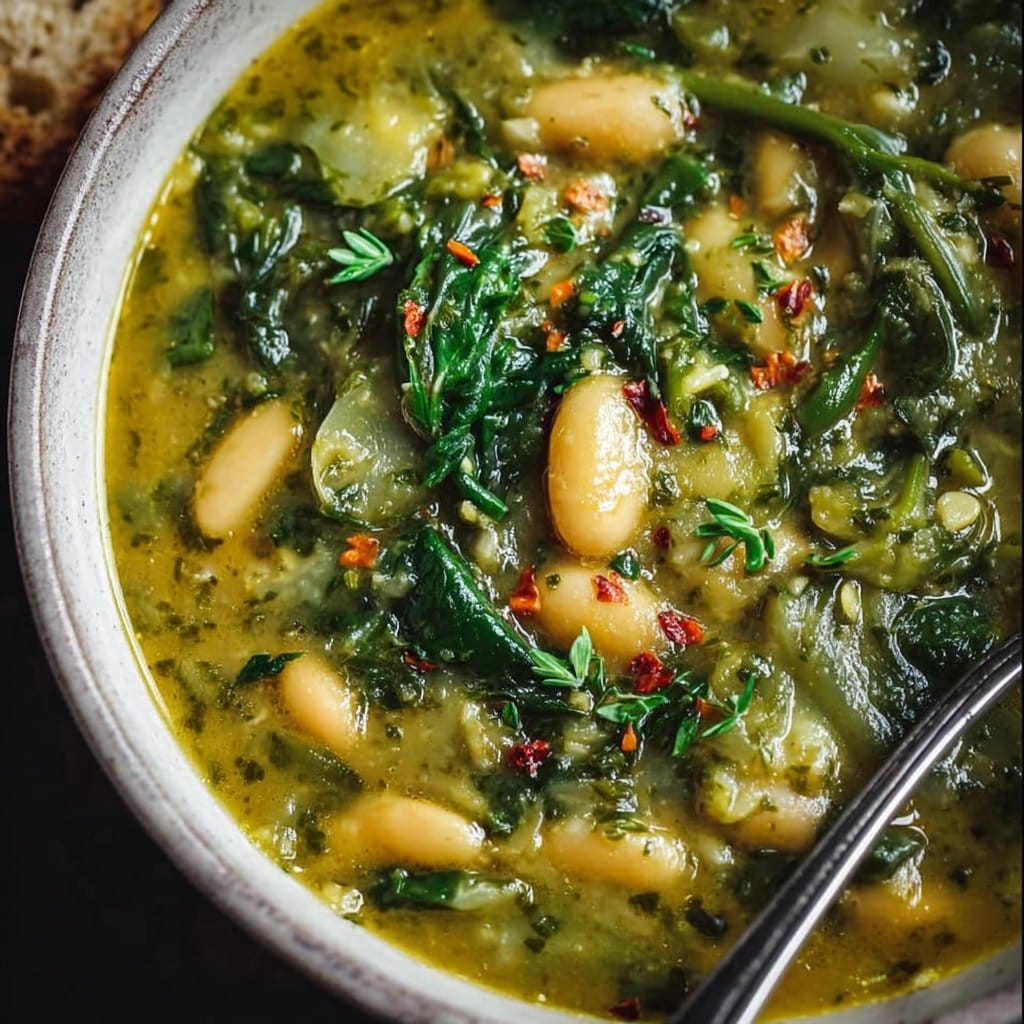 Spinach, Lentil and Butter Bean Soup