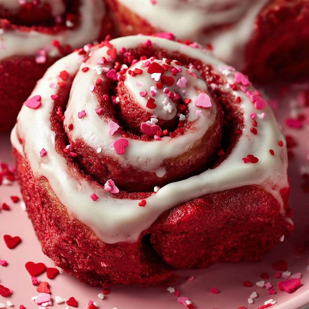Red Velvet Valentine's Day Cinnamon Rolls