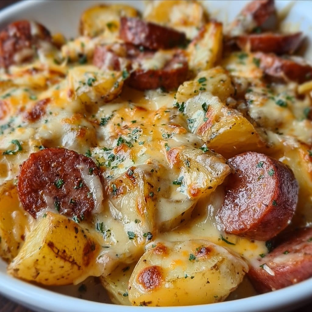 Cheesy Ranch Potatoes and Smoked Sausage