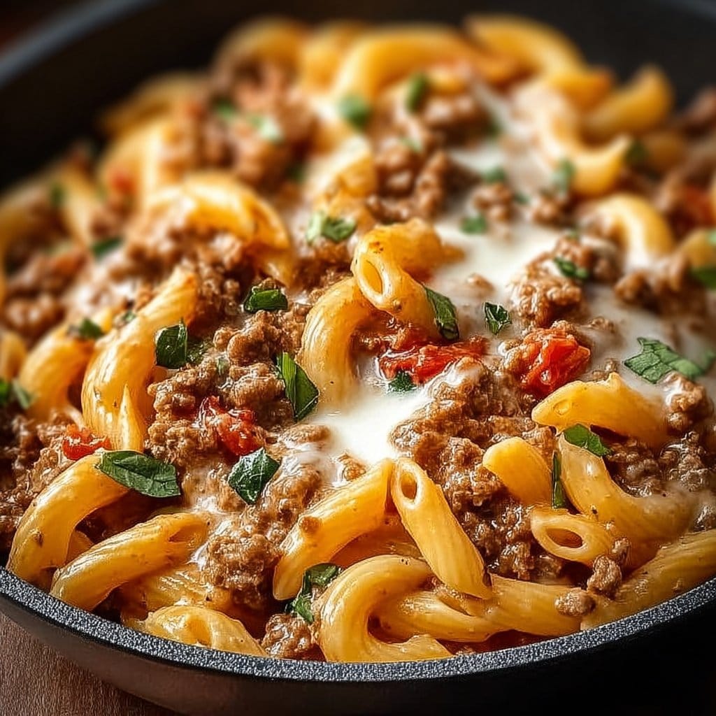 Creamy Rotel Pasta with Ground Beef