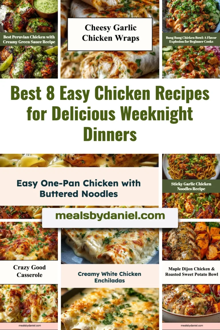 Easy chicken recipes for quick weeknight dinners featuring eight delicious options.