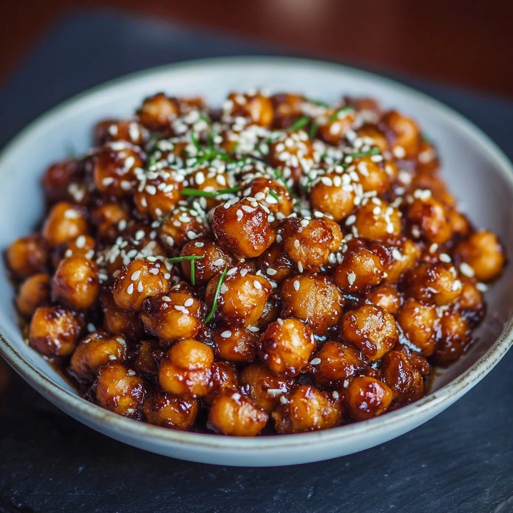 Vegan Sticky Sesame Chickpeas