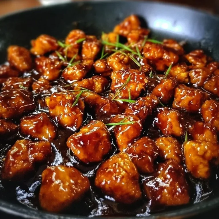 Bourbon Chicken served with a rich marinade and fresh vegetables