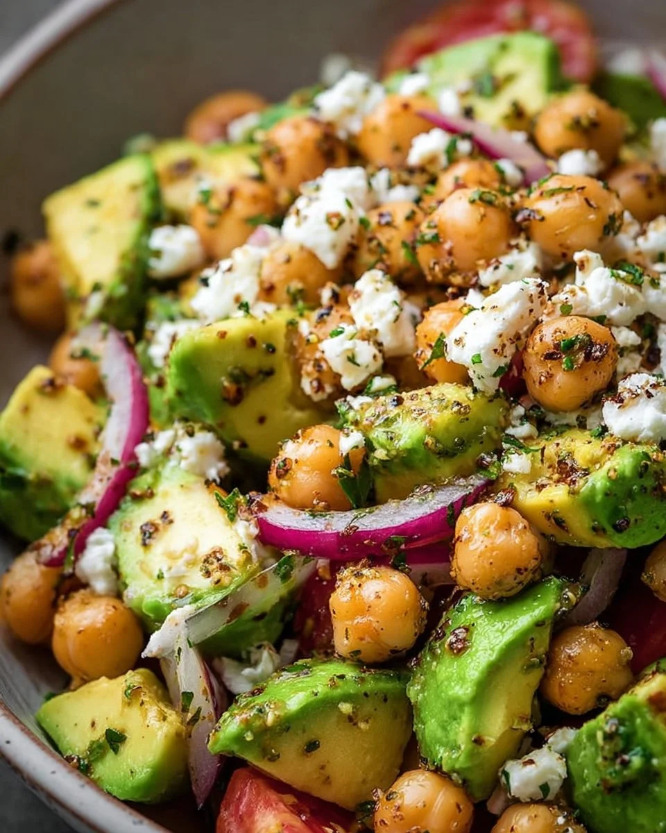 Chickpea Feta Avocado Salad
