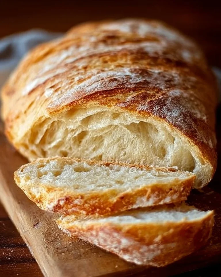 Freshly baked ciabatta bread with a crispy crust and soft interior