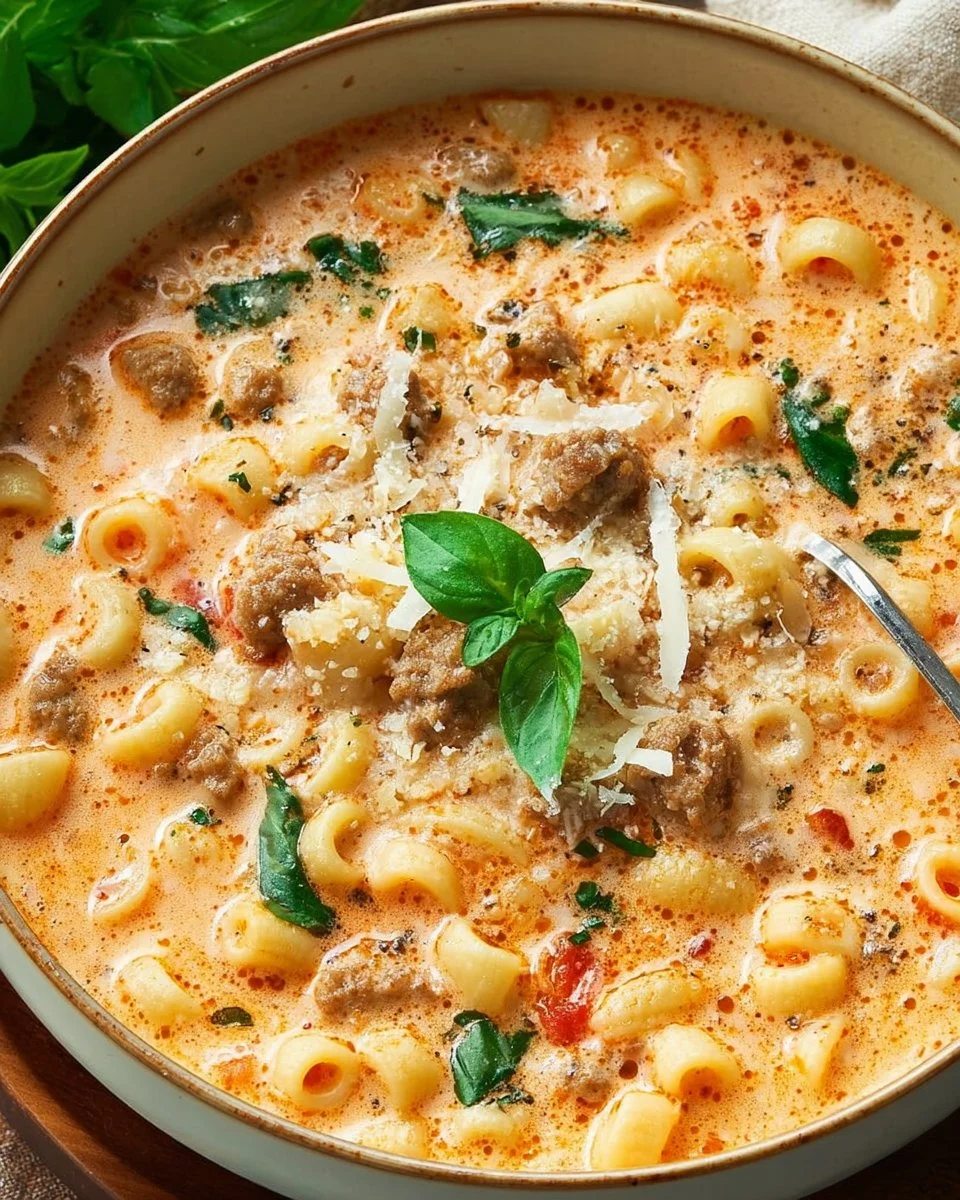 Creamy Parmesan Italian Sausage Ditalini Soup