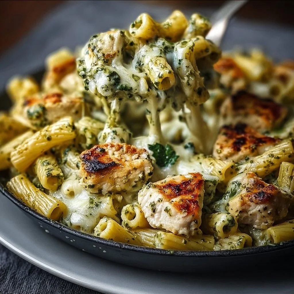 Creamy Pesto Chicken Pasta Bake
