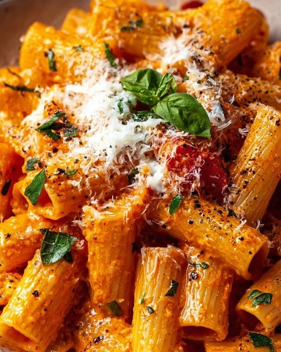 Creamy Tomato Garlic Rigatoni Pasta
