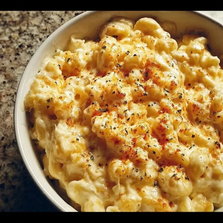 Creamy white cheddar mac and cheese served in a bowl
