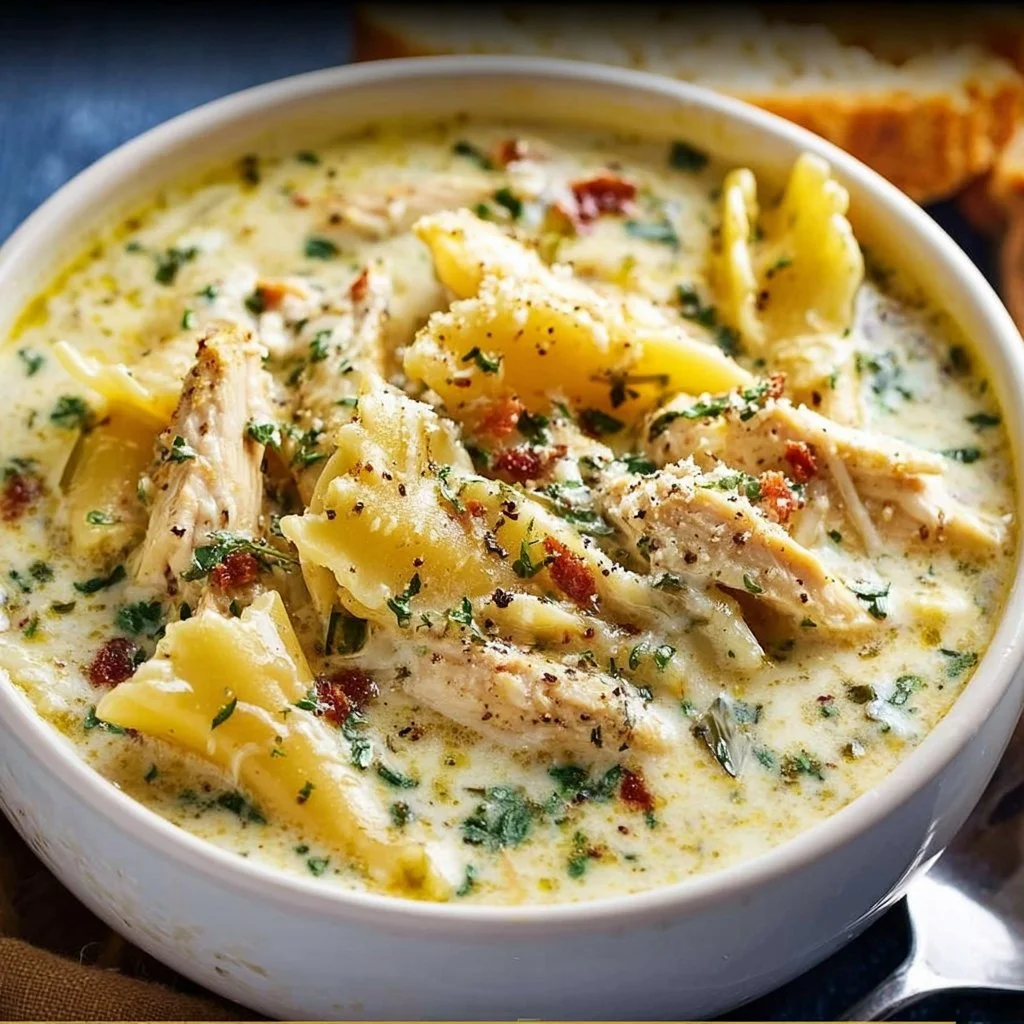 Creamy White Chicken Lasagna Soup
