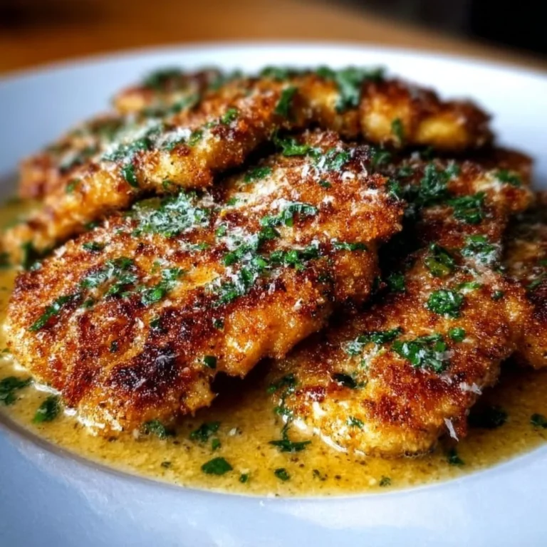 Crispy Italian chicken with garlic butter sauce served on a plate