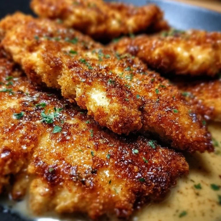 Crispy Parmesan Chicken served with herbs and spices