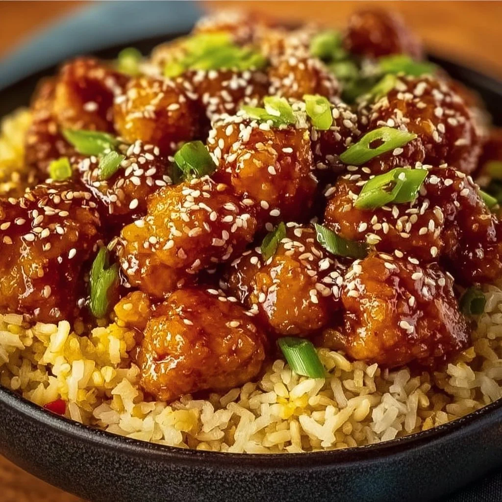 Crispy Sesame Chicken with Fried Rice