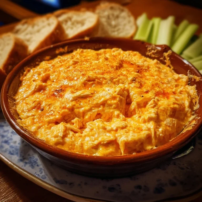 Crockpot Buffalo Chicken Dip served in a bowl with tortilla chips