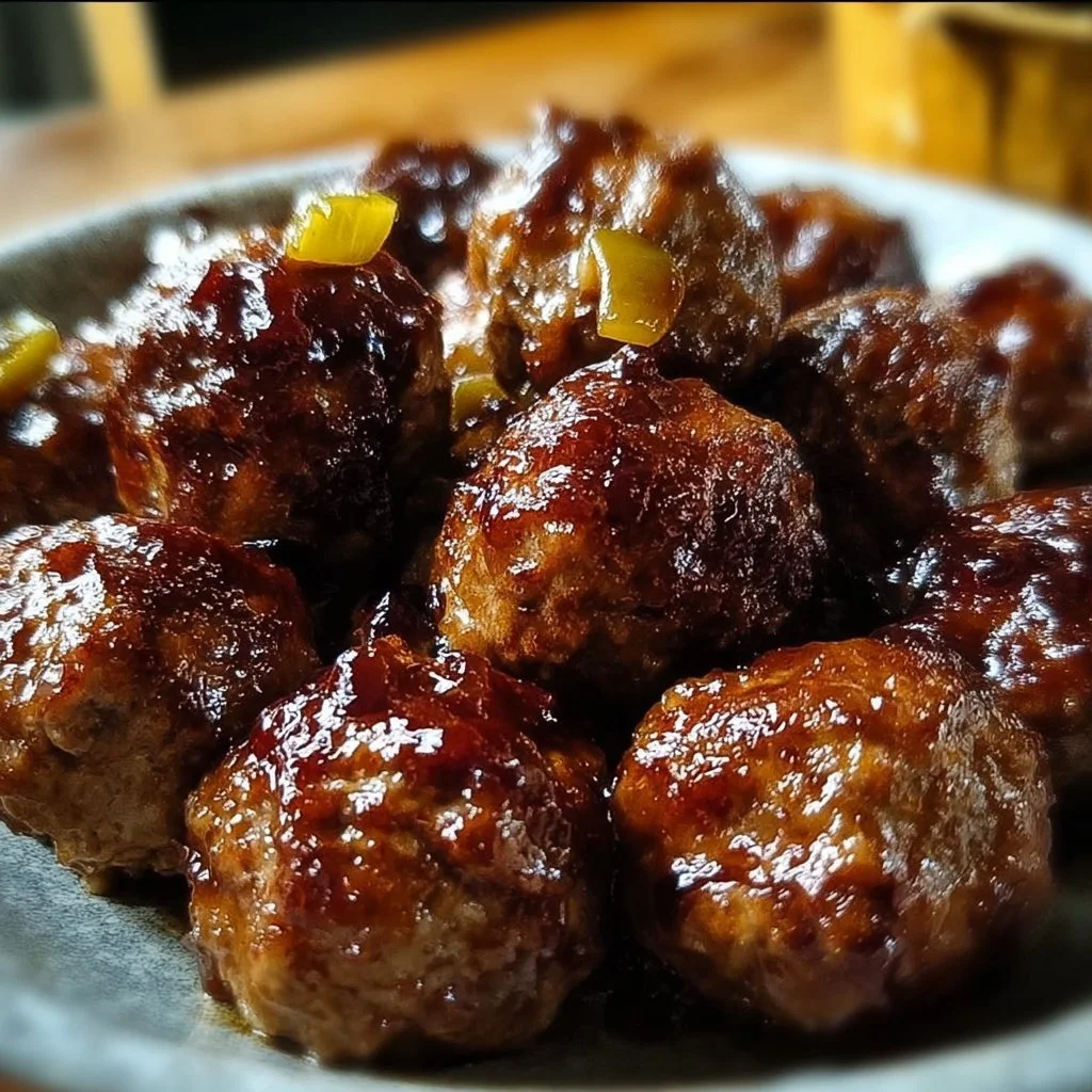 Crockpot Mississippi Meatballs served on a plate with sauce