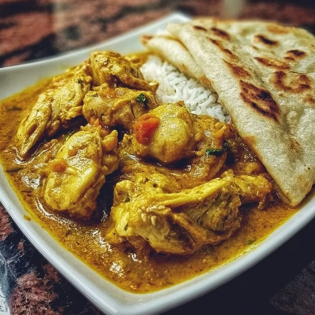 Delicious Curry Chicken Roti served on a plate with fresh herbs